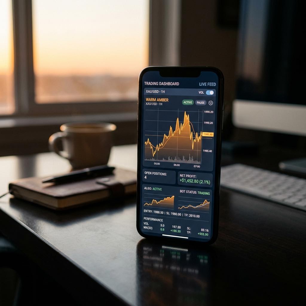 Tableau de bord de trading crypto IA Lorévique Chanterelle sur smartphone